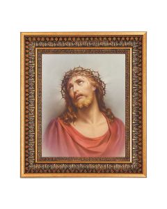 8" x 10" Ecce Homo Print in a 11.5" x 13.5" Vintage Bronze with Acanthus Leaves Frame with Velvet Backing Easel and Glass
