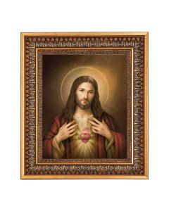 8" x 10" Simeone: S.H.J. Print in a 11.5" x 13.5" Vintage Bronze with Acanthus Leaves Frame with Velvet Backing Easel and Glass