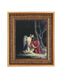 8" x 10" Bloch: Agony in the Garden Print in a 11.5" x 13.5" Vintage Bronze with Acanthus Leaves Frame with Velvet Backing Easel and Glass