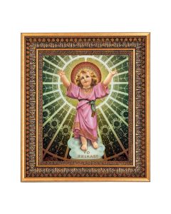 8" x 10" Divino Nino Print in a 11.5" x 13.5" Vintage Bronze with Acanthus Leaves Frame with Velvet Backing Easel and Glass