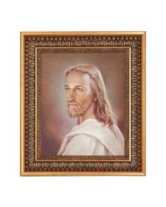 8" x 10" Head of Christ Print in a 11.5" x 13.5" Vintage Bronze with Acanthus Leaves Frame with Velvet Backing Easel and Glass
