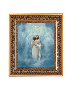8" x 10" The Reunion Print in a 11.5" x 13.5" Vintage Bronze with Acanthus Leaves Frame with Velvet Backing Easel and Glass