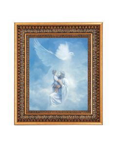 8" x 10" Christ Welcoming Child Print in a 11.5" x 13.5" Vintage Bronze with Acanthus Leaves Frame with Velvet Backing Easel and Glass