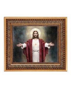 8" x 10" Chambers: Welcoming Jesus Print in a 11.5" x 13.5" Vintage Bronze with Acanthus Leaves Frame with Velvet Backing Easel and Glass