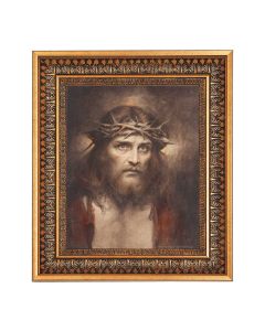 8" x 10" Chambers: Ecce Homo Print in a 11.5" x 13.5" Vintage Bronze with Acanthus Leaves Frame with Velvet Backing Easel and Glass