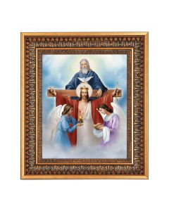8" x 10" Holy Trinity with Angels Print in a 11.5" x 13.5" Vintage Bronze with Acanthus Leaves Frame with Velvet Backing Easel and Glass