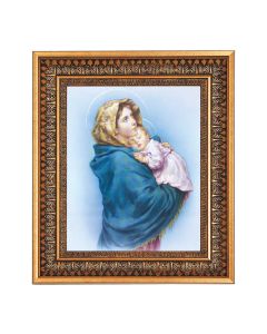 8" x 10" Madonna of the Streets Print in a 11.5" x 13.5" Vintage Bronze with Acanthus Leaves Frame with Velvet Backing Easel and Glass