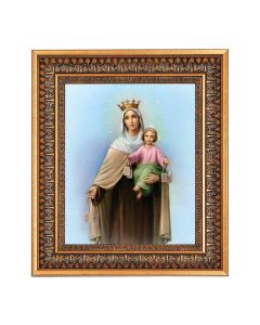 8" x 10" O.L. of Mt. Carmel Print in a 11.5" x 13.5" Vintage Bronze with Acanthus Leaves Frame with Velvet Backing Easel and Glass