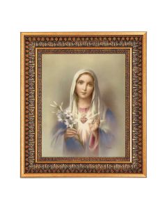8" x 10" I.H.M Print in a 11.5" x 13.5" Vintage Bronze with Acanthus Leaves Frame with Velvet Backing Easel and Glass