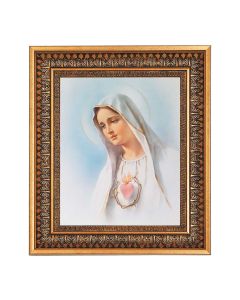 11.5" x 13.5" Vintage Bronze with Acanthus Leaves Frame with Velvet Backing Easel and Glass with an 8" x 10" Immaculate Heart of Mary Print 
