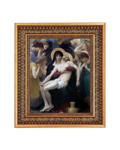 8" x 10" Bouguereau: Pieta-Full Print in a 11.5" x 13.5" Vintage Bronze with Acanthus Leaves Frame with Velvet Backing Easel and Glass