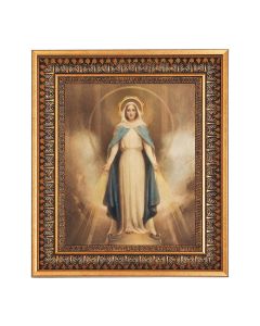 8" x 10" Chambers: Miraculous Mary Print in a 11.5" x 13.5" Vintage Bronze with Acanthus Leaves Frame with Velvet Backing Easel and Glass
