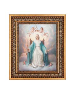 8" x 10" Queen of Heaven Print in a 11.5" x 13.5" Vintage Bronze with Acanthus Leaves Frame with Velvet Backing Easel and Glass