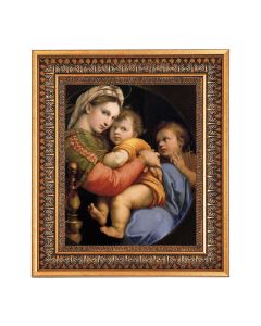 8" x 10" Raphael: Madonna and Child Print in a 11.5" x 13.5" Vintage Bronze with Acanthus Leaves Frame with Velvet Backing Easel and Glas