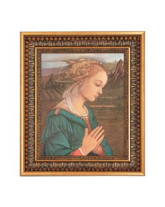 8" x 10" Lippi: Madonna Praying Print in a 11.5" x 13.5" Vintage Bronze with Acanthus Leaves Frame with Velvet Backing Easel and Glass