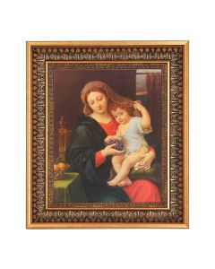 8" x 10" Madonna of the Grapes Print in a 11.5" x 13.5" Vintage Bronze with Acanthus Leaves Frame with Velvet Backing Easel and Glass