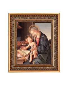 8" x 10" Boticelli: Virgin del Libro Print in a 11.5" x 13.5" Vintage Bronze with Acanthus Leaves Frame with Velvet Backing Easel and Glass