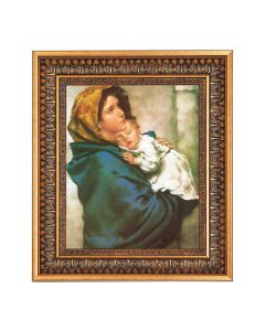 8" x 10" Ferruzzi: Madonna of the Streets Print in a 11.5" x 13.5" Vintage Bronze with Acanthus Leaves Frame with Velvet Backing Easel and Glass