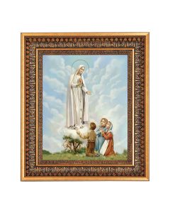 8" x 10" Immaculate Heart of Mary with Children Print in a 11.5" x 13.5" Vintage Bronze with Acanthus Leaves Frame with Velvet Backing Easel and Glass