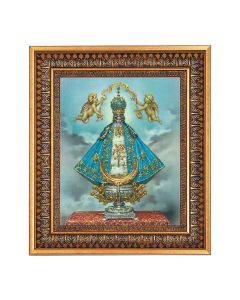 8" x 10" Virgen De San Juan Print in a 11.5" x 13.5" Vintage Bronze with Acanthus Leaves Frame with Velvet Backing Easel and Glass