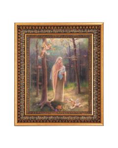8" x 10" Madonna of the Woods Print in a 11.5" x 13.5" Vintage Bronze with Acanthus Leaves Frame with Velvet Backing Easel and Glass