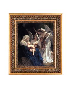 8" x 10" Bougeureau: Heavenly Melody Print in a 11.5" x 13.5" Vintage Bronze with Acanthus Leaves Frame with Velvet Backing Easel and Glass