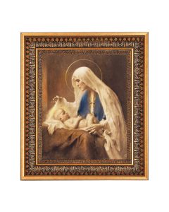 11.5" x 13.5" Vintage Bronze with Acanthus Leaves Frame with Velvet Backing Easel, Glass and a 8" x 10" Chambers: Madonna and Child Print