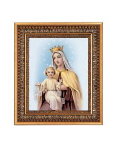 8" x 10" O.L. Mount Carmel Print in a 11.5" x 13.5" Vintage Bronze with Acanthus Leaves Frame with Velvet Backing Easel and Glass
