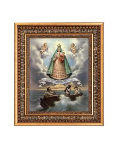 8" x 10" Caridad Del Cobre (O.L. of Charity) Print in a 11.5" x 13.5" Vintage Bronze with Acanthus Leaves Frame with Velvet Backing Easel and Glass