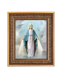 8" x 10" Our Lady of Grace Print in a 11.5" x 13.5" Vintage Bronze with Acanthus Leaves Frame with Velvet Backing Easel and Glass