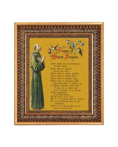 8" x 10" Prayer of Saint Francis Print in a 11.5" x 13.5" Vintage Bronze with Acanthus Leaves Frame with Velvet Backing Easel and Glass