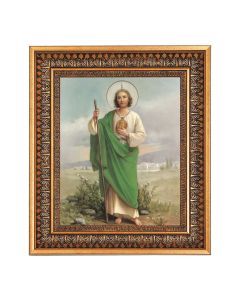 8" x 10" Saint Jude Print in a 11.5" x 13.5" Vintage Bronze with Acanthus Leaves Frame with Velvet Backing Easel and Glass