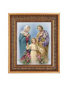 8" x 10" Holy Family Print in a 11.5" x 13.5" Vintage Bronze with Acanthus Leaves Frame with Velvet Backing Easel and Glass