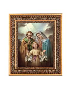 8" x 10" Simeone: Holy Family Print in a 11.5" x 13.5" Vintage Bronze with Acanthus Leaves Frame with Velvet Backing Easel and Glass