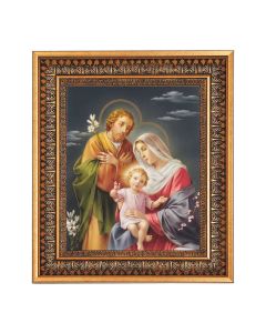 8" x 10" The Holy Family Print in a 11.5" x 13.5" Vintage Bronze with Acanthus Leaves Frame with Velvet Backing Easel and Glass