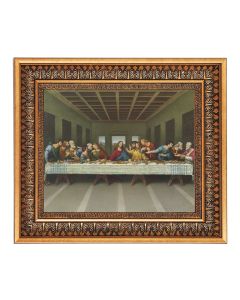 8" x 10" Da Vinci: The Last Supper Print in a 11.5" x 13.5" Vintage Bronze with Acanthus Leaves Frame with Velvet Backing Easel and Glass