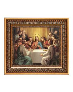 8" x 10" Bonella: The Last Supper Print in a 11.5" x 13.5" Vintage Bronze with Acanthus Leaves Frame with Velvet Backing Easel and Glass