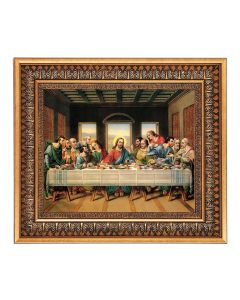 8" x 10" The Last Supper Print in a 11.5" x 13.5" Vintage Bronze with Acanthus Leaves Frame with Velvet Backing Easel and Glass