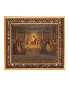 8" x 10" Chambers: Last Supper Print in a 11.5" x 13.5" Vintage Bronze with Acanthus Leaves Frame with Velvet Backing Easel and Glass