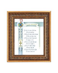 8" x 10" House Blessing Print in a 11.5" x 13.5" Vintage Bronze with Acanthus Leaves Frame with Velvet Backing Easel and Glass