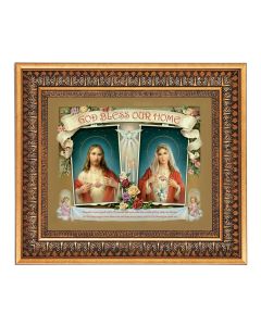 8" x 10" SHJ-House Blessing Print in a 11.5" x 13.5" Vintage Bronze with Acanthus Leaves Frame with Velvet Backing Easel and Glass