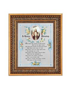 8" x 10" House Blessing SHJ Print in a 11.5" x 13.5" Vintage Bronze with Acanthus Leaves Frame with Velvet Backing Easel and Glass