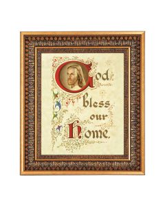 8" x 10" The House Blessing Print in a 11.5" x 13.5" Vintage Bronze with Acanthus Leaves Frame with Velvet Backing Easel and Glass