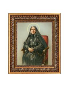 8" x 10" St. Frances Xavier Cabrini Print in a 11.5" x 13.5" Vintage Bronze with Acanthus Leaves Frame with Velvet Backing Easel and Glass