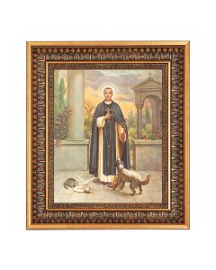 8" x 10" Saint Martin DePorres Print in a 11.5" x 13.5" Vintage Bronze with Acanthus Leaves Frame with Velvet Backing Easel and Glass