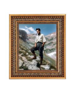 8" x 10" St. Pier Giorgio Frassati Print in a 11.5" x 13.5" Vintage Bronze with Acanthus Leaves Frame with Velvet Backing Easel and Glass