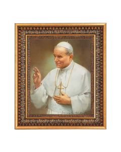 8" x 10" Saint John Paul II Print in a 11.5" x 13.5" Vintage Bronze with Acanthus Leaves Frame with Velvet Backing Easel and Glass
