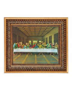11.5" x 13.5" Vintage Bronze with Acanthus Leaves Frame with Velvet Backing Easel and Glass with a 8" x 10" The Last Supper Print