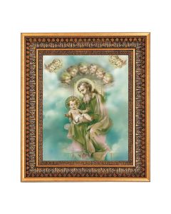 8" x 10" Saint Joseph Print in a 11.5" x 13.5" Vintage Bronze with Acanthus Leaves Frame with Velvet Backing Easel and Glass