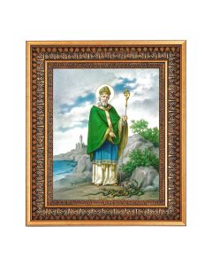 8" x 10" Saint Patrick Print in a 11.5" x 13.5" Vintage Bronze with Acanthus Leaves Frame with Velvet Backing Easel and Glass